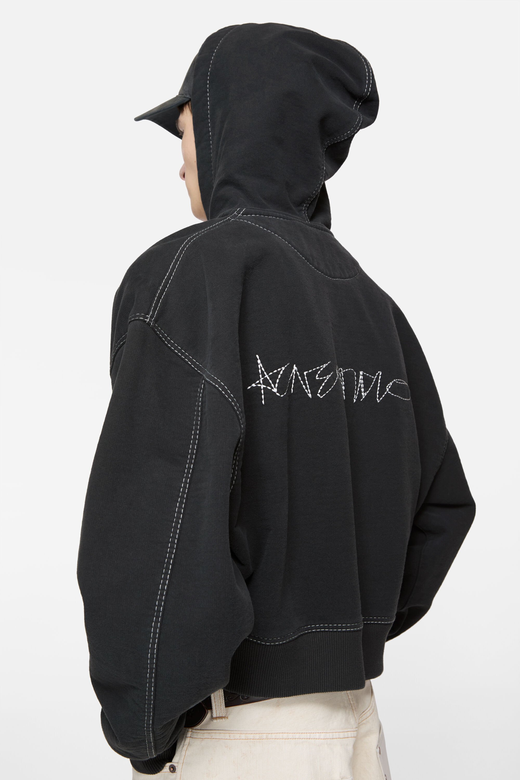 Acne Studios - Hooded zip-up sweater - Faded black