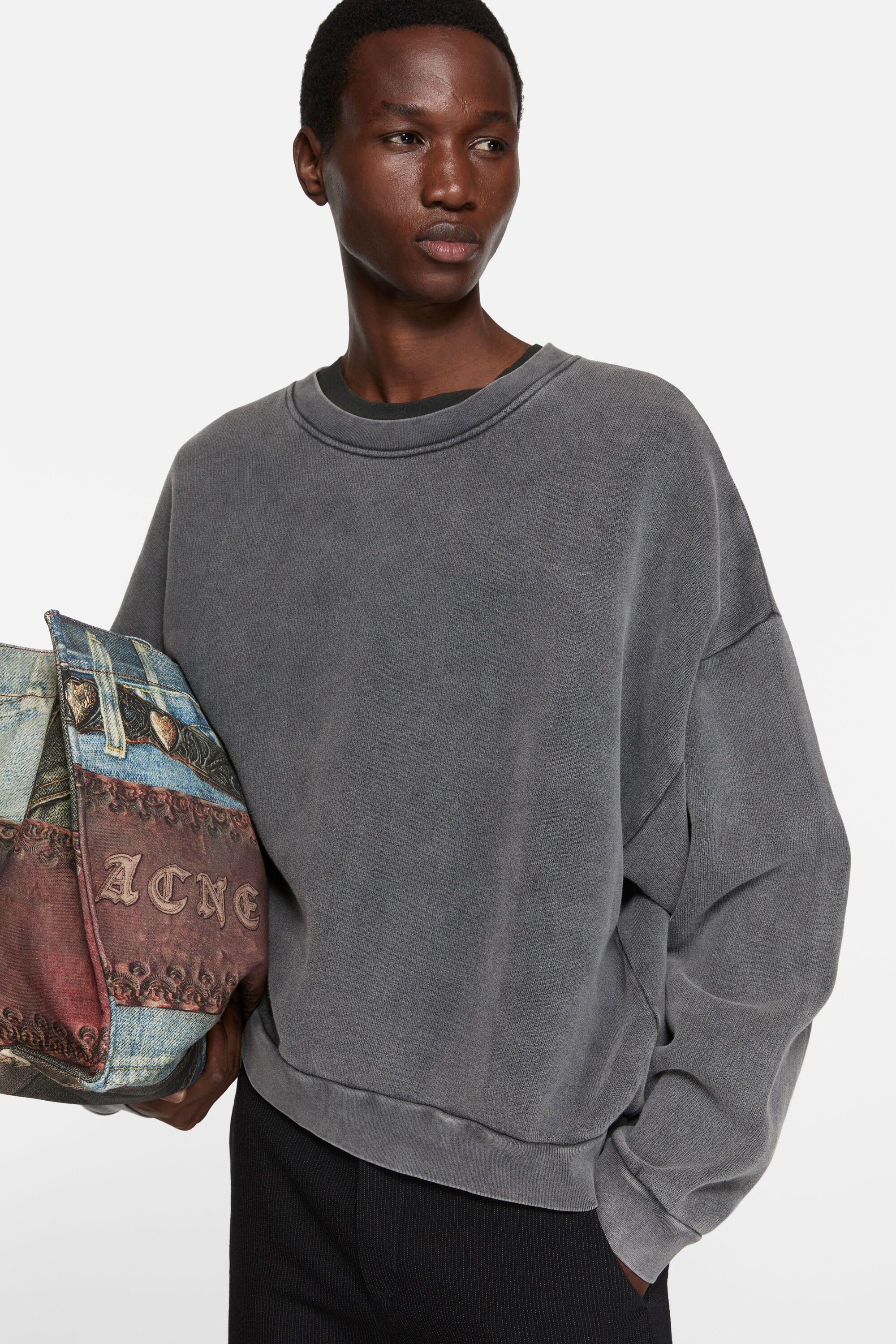 Acne Studios - Rubber logo fleece sweatshirt - Faded black