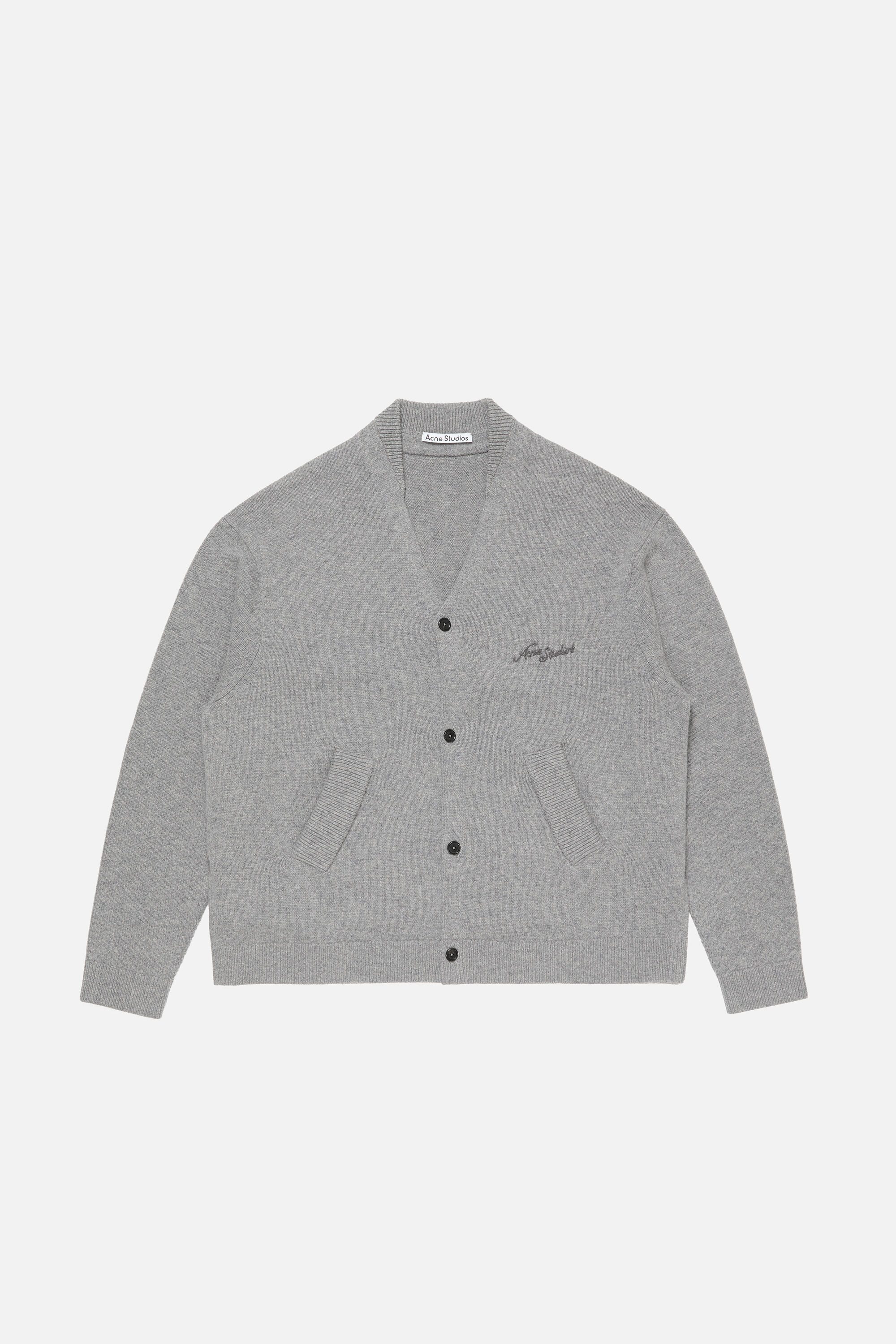 Acne Studios - Wool V-Neck Cardigan - Dark Grey Melange