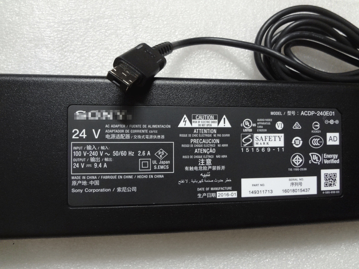 Sony ACDP-240E01 24V 9.4A 225W AC Adapter TV Power Supply For Sony