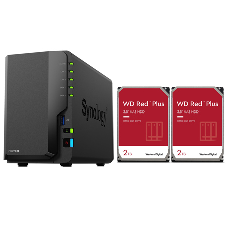 Synology DiskStation DS224+ 2-Bay NAS Enclosure w/2x Red Plus 2TB