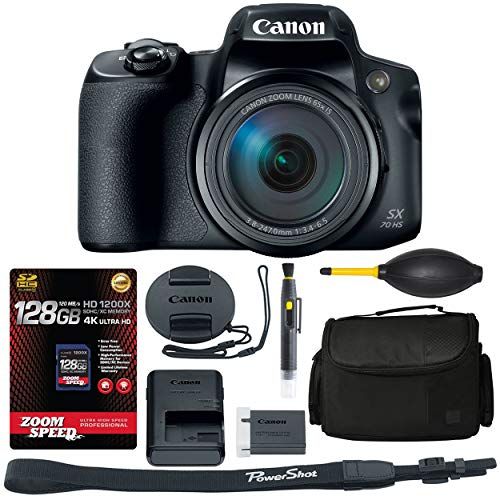 Canon PowerShot SX70 HS Digital Camera (3071C001) + 128GB 4K AOM