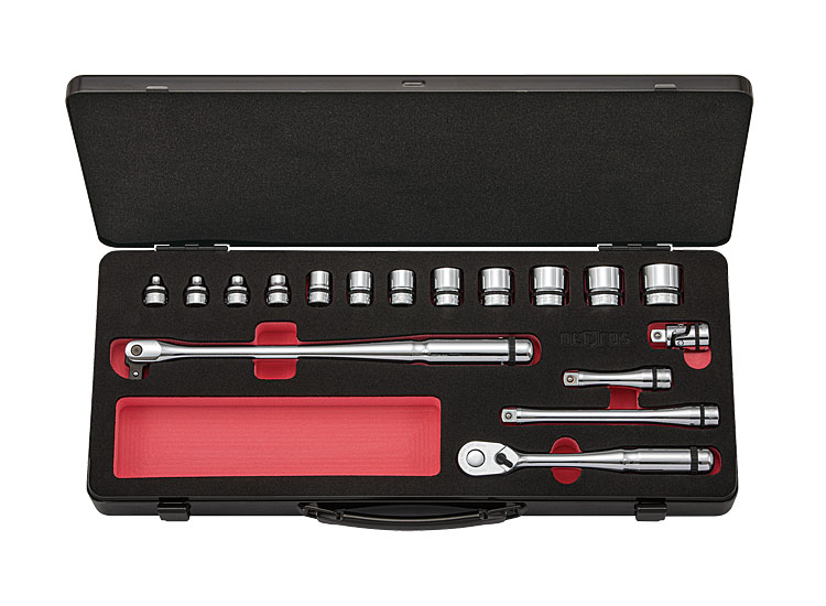 nepros 3/8ラチェット＆ソケットセット[17点]ケース付 | ABIT