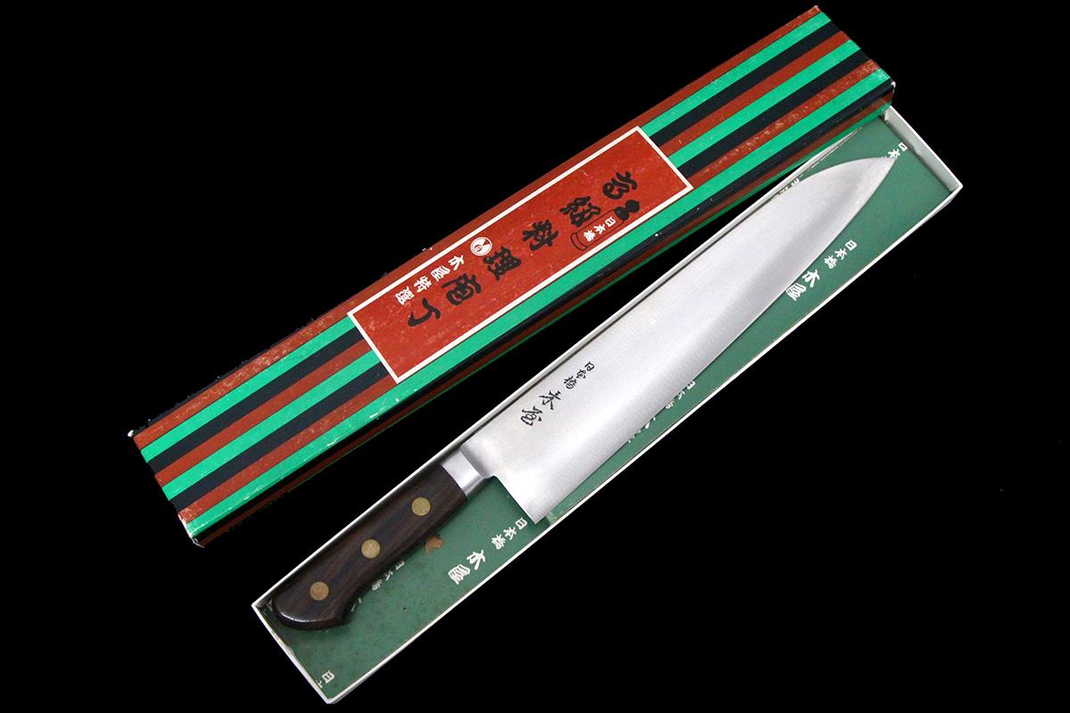 牛刀 洋包丁 270mm スウェーデン鋼 本鍛造 鍔付ハンドル 箱付 λA7321