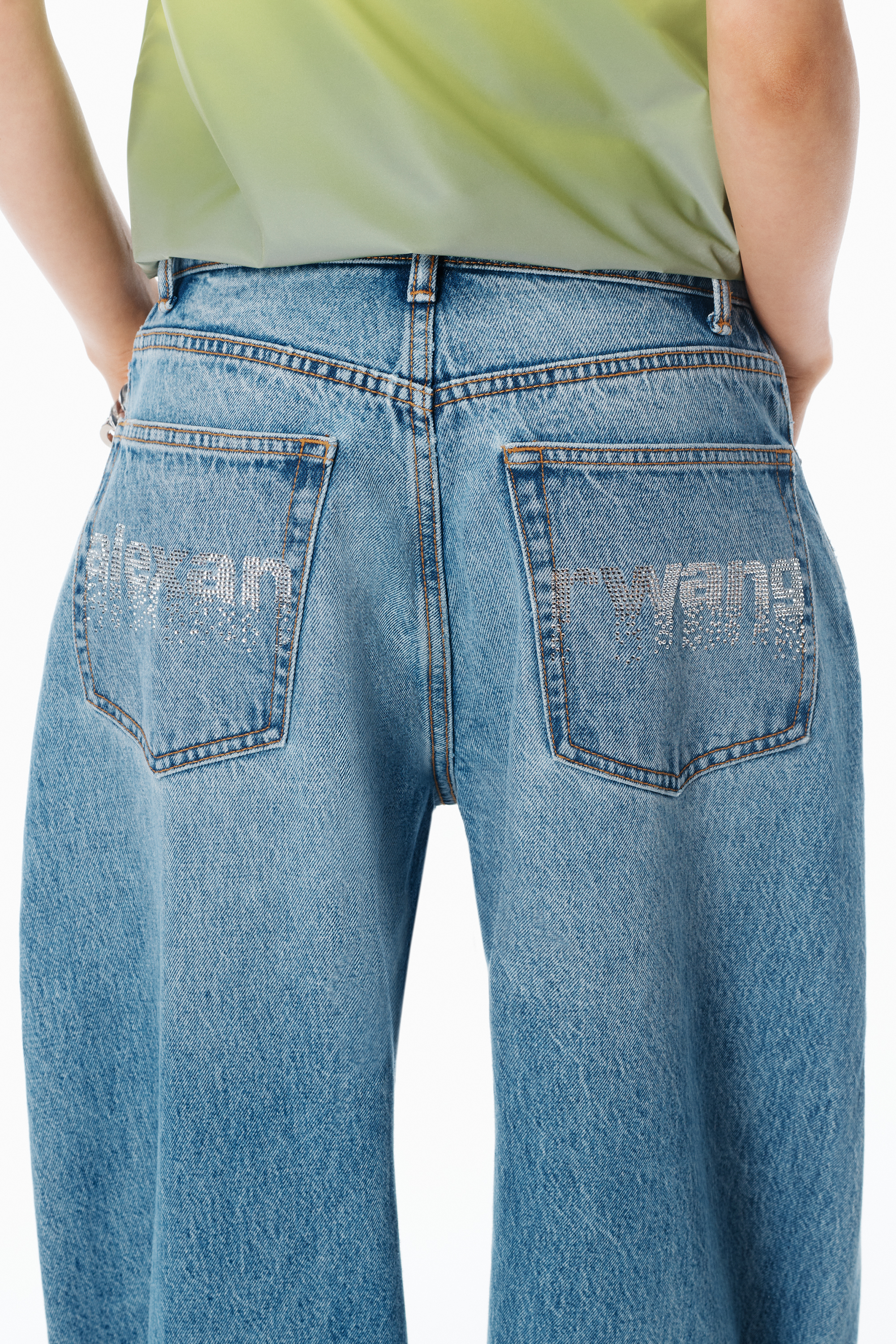 Crystal Hotfix Blow Up Jean in VINTAGE LIGHT INDIGO | alexanderwang®