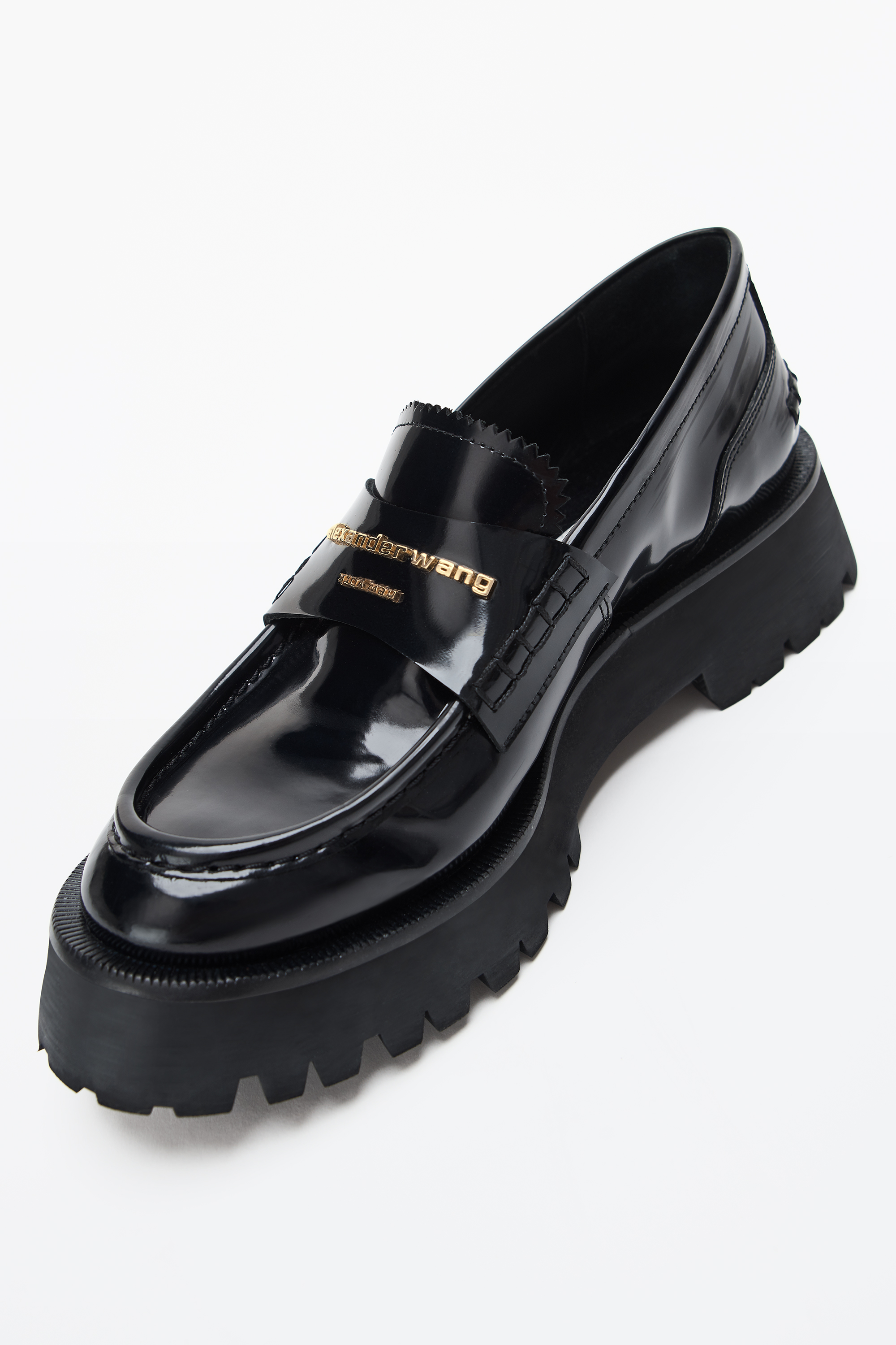 CARTER MID-HEEL LUG LOAFER IN LEATHER in BLACK | alexanderwang®