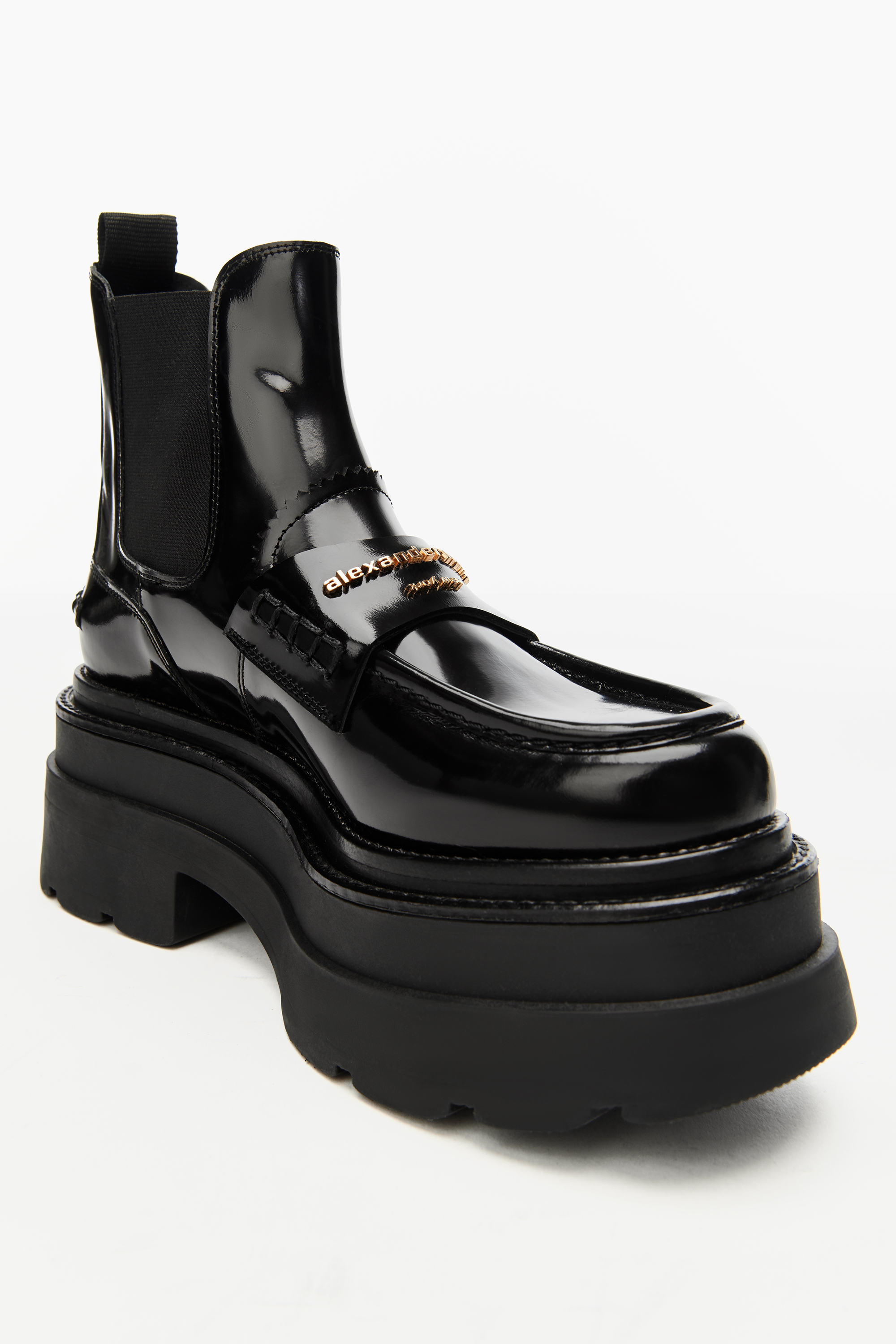 CARTER PLATFORM LOAFER BOOT IN LEATHER in BLACK | alexanderwang®