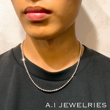 プラチナ850 ミラー カット ボール ネックレス・チェーン 4mm 50センチ