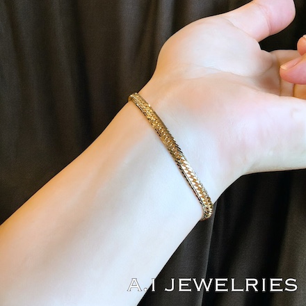 K18 Mカット トリプル 7g 17cm 喜平 ブレスレット 18金 18k / K18 Mcut