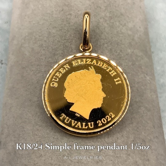 K18/K24 1/5oz シンプル フレーム ペンダント /K18/K24 Simple frame