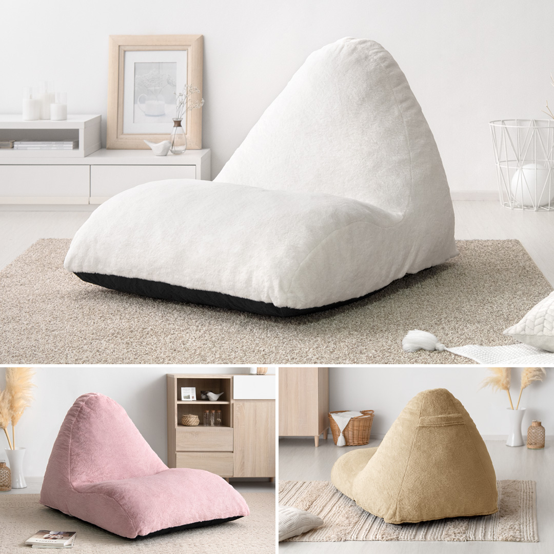 1人掛け クッションソファ 極厚 背もたれ付き フェイクファー フロア