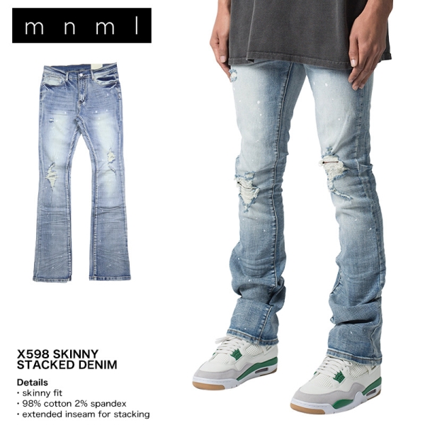 X598 SKINNY STACKED DENIM デニムパンツ フレアパンツ|mnml