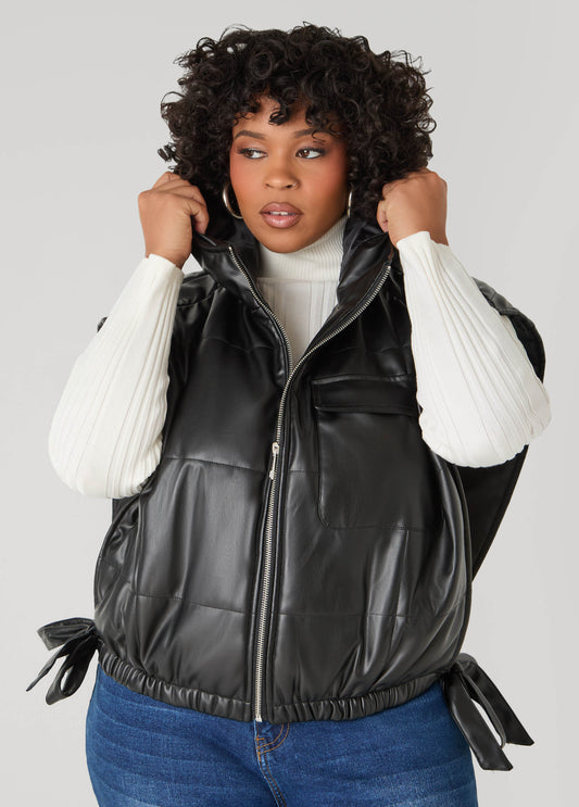 Faux Leather Open Side Vest – Ashley Stewart