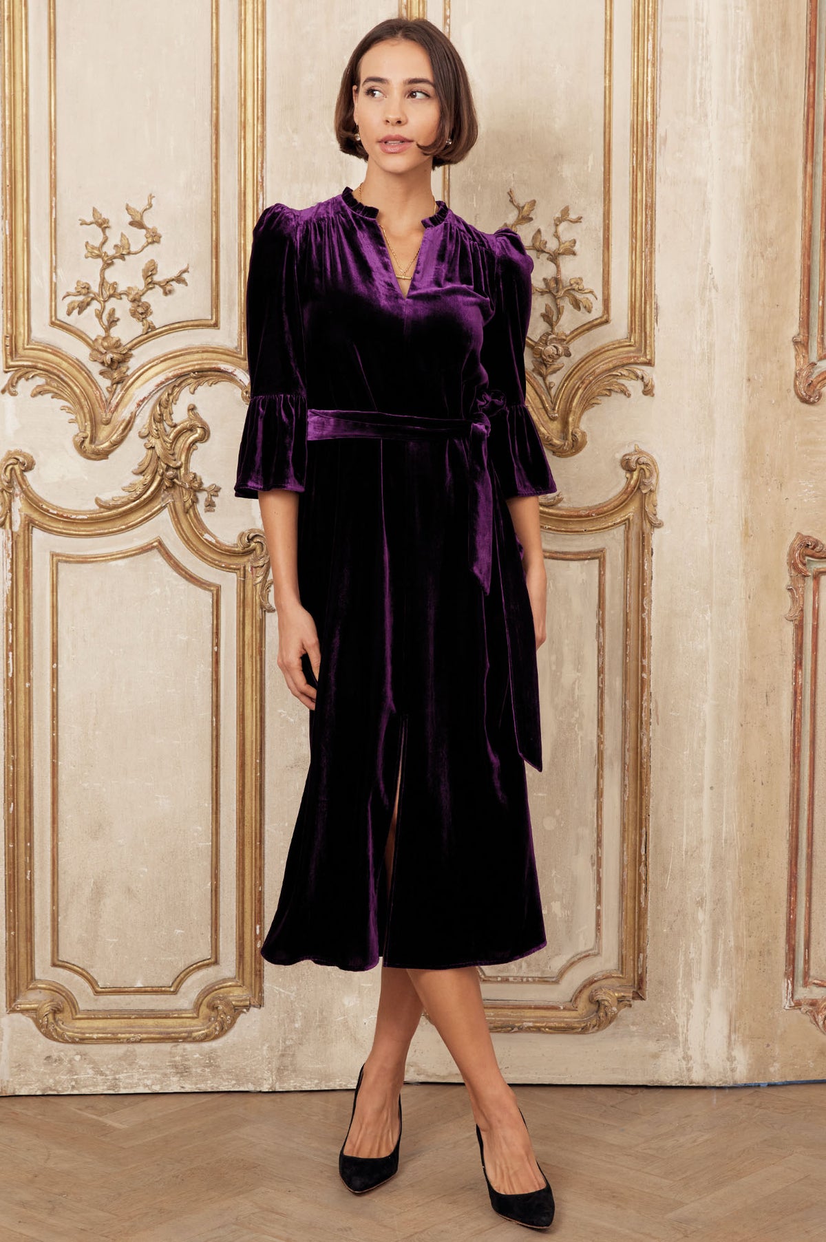 Aspiga Ladies Sustainable Astrid Velvet Dress Purple Winter