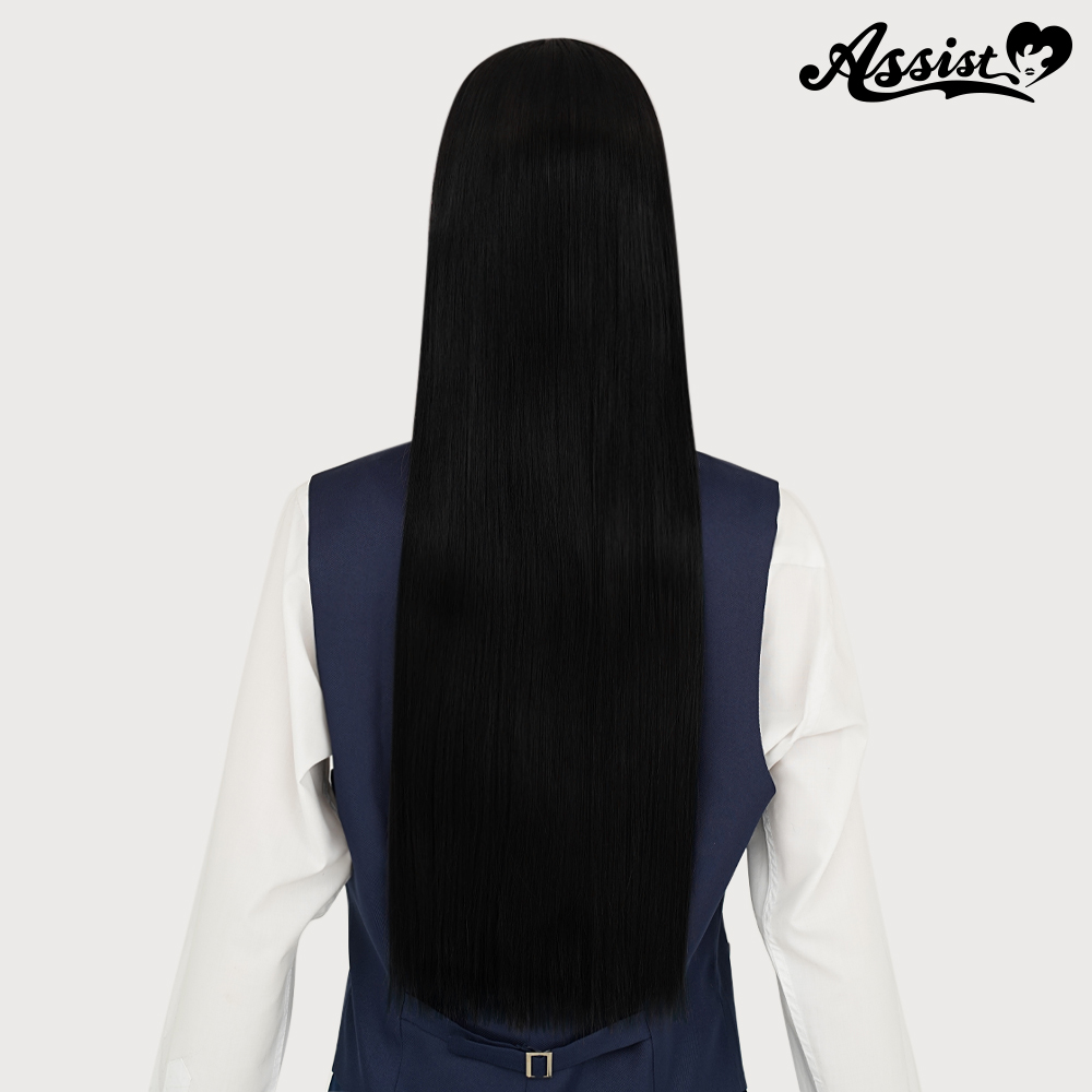 コスプレ用ウィッグ ロング つむじ*型 ブラック 1B ― コスプレウィッグ