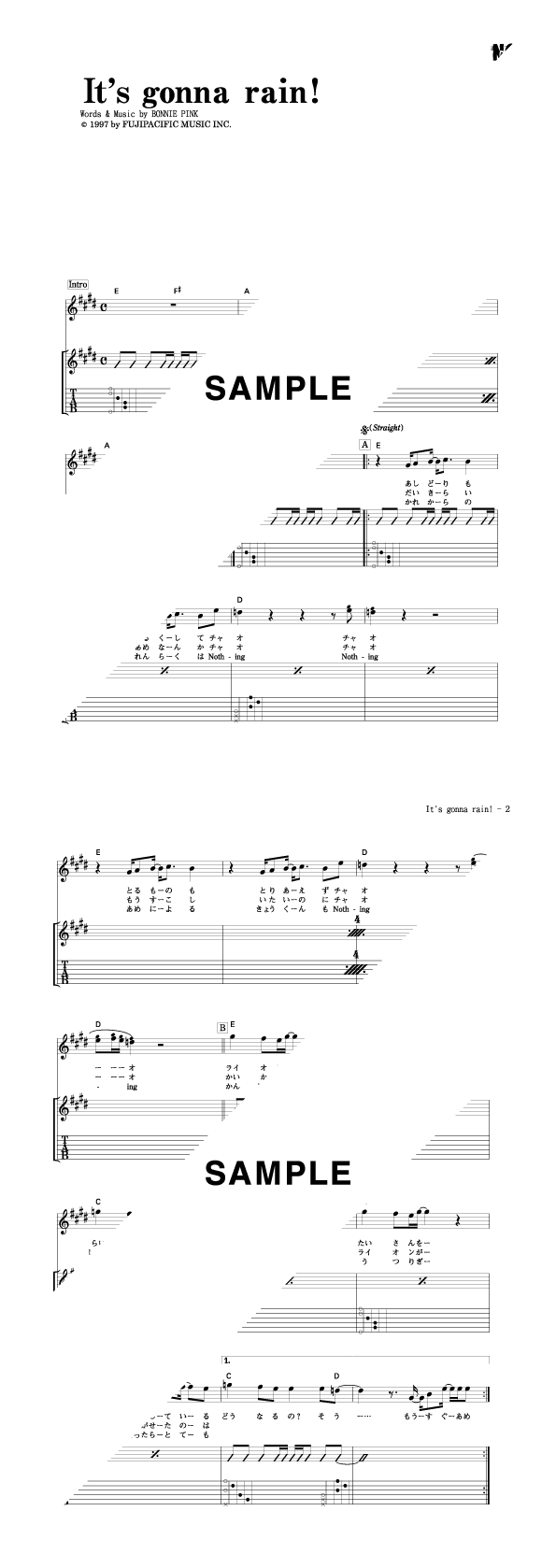 楽譜一覧】BONNIE PINK | 楽譜＠ELISE（アットエリーゼ）