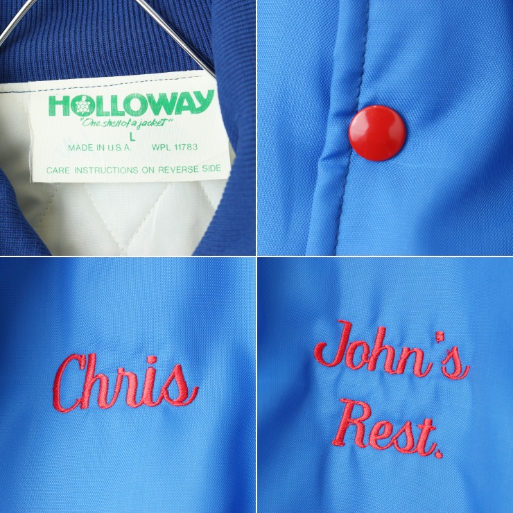 デッドストック 80s 90s USA製 HOLLOWAY ナイロン スタジャン ブルー