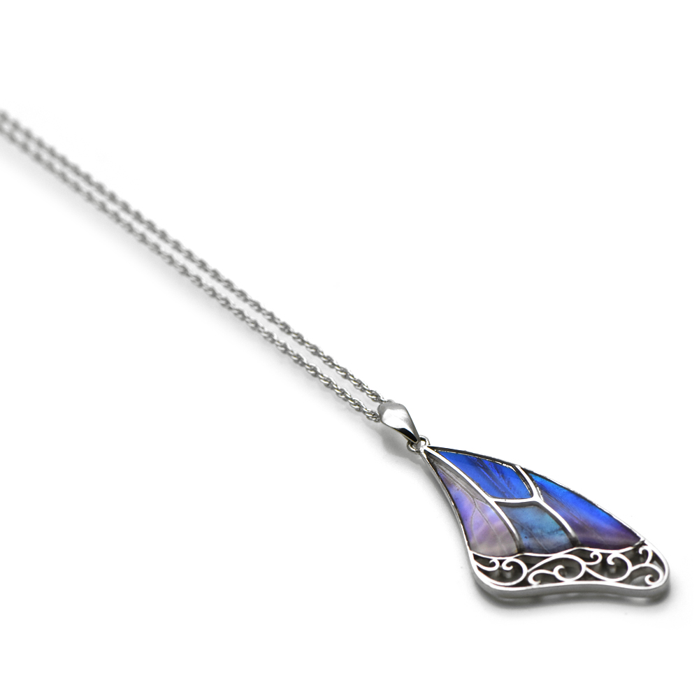 4種類の蝶の翅 上羽デザイン シルバー925 ペンダント ネックレス