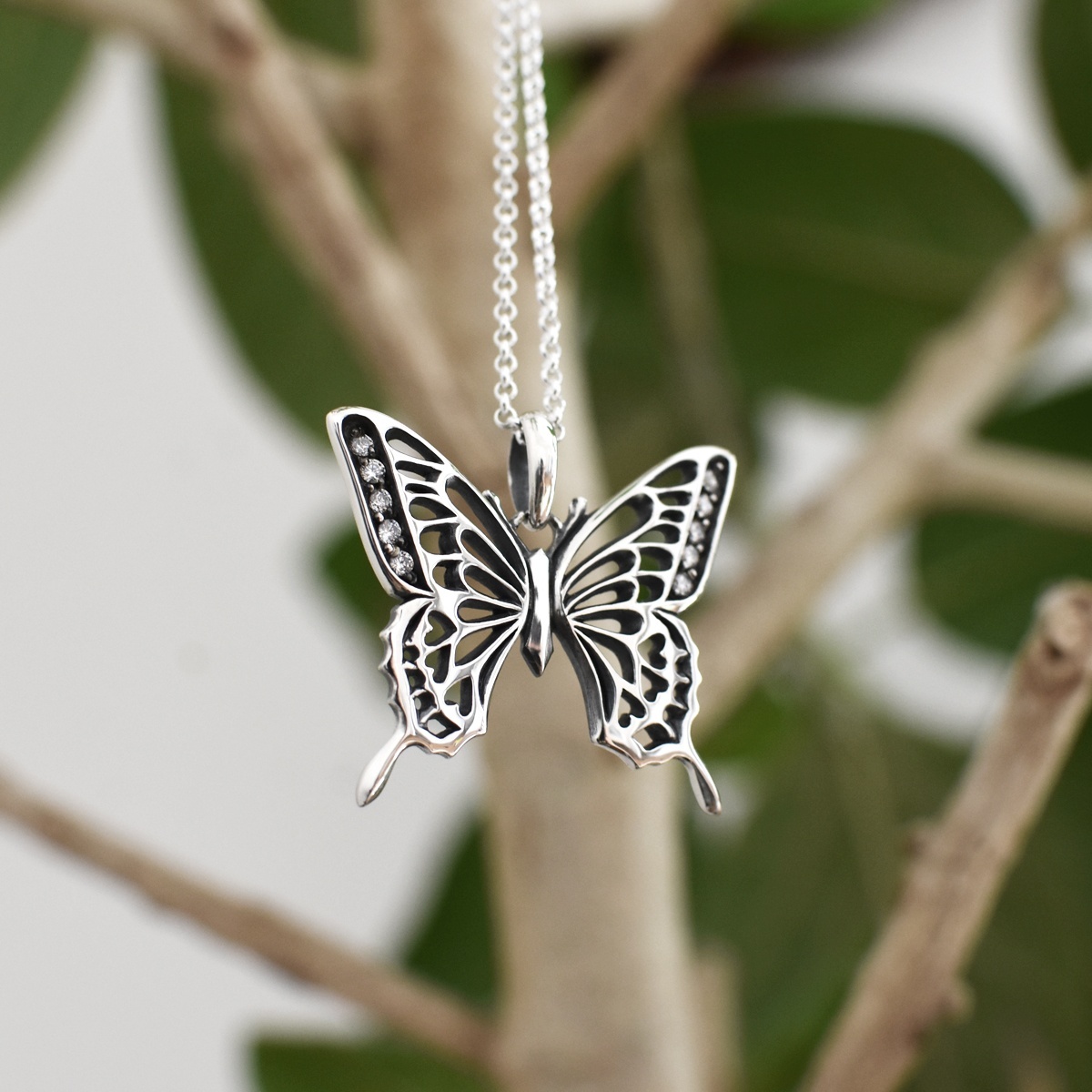 アゲハ 蝶 透かし模様 シルバー925 ペンダント ネックレス【Ageha