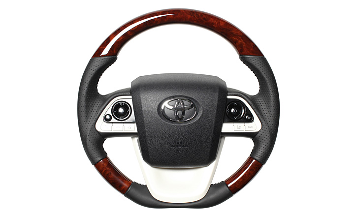 プリウス50系用オリジナルDライン・ウッドコンビステアリング REAL