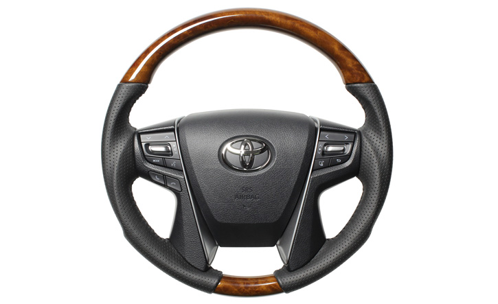ヴェルファイア30系用ウッドコンビステアリング REAL(レアル