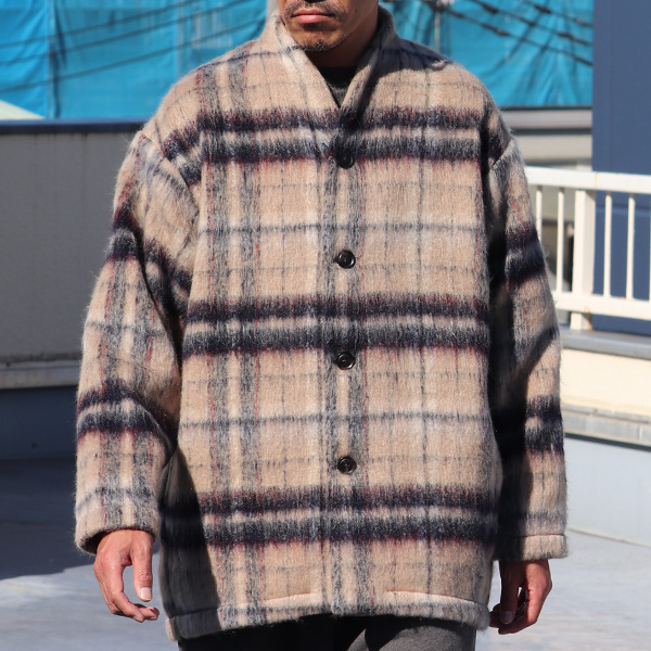 ECOLANA シャギーチェック バルーンジャケット【MADE IN JAPAN】『日本