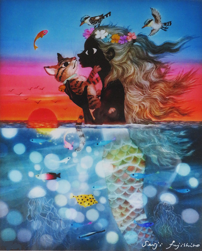 夕陽の中の愛の奇跡 | 藤城清治 買取・作品 | インテリアアート、絵画