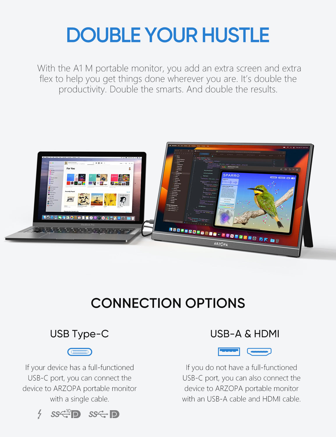 Arzopa A1M - 17.3'' 1080p Largest Portable Monitor for Work