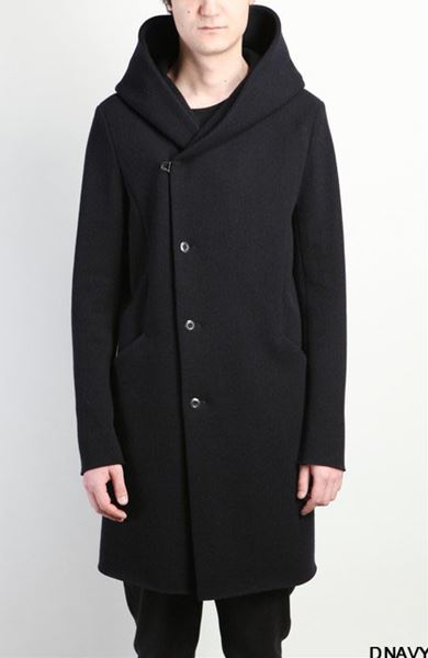 KAZUYUKI KUMAGAI カシミヤ混ストレッチメルトン フーデッドコート