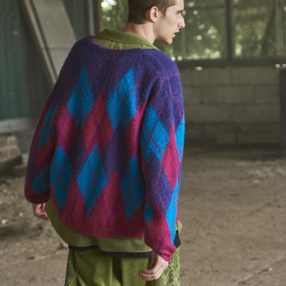LAD MUSICIAN(ラッドミュージシャン) - ARGYLE MOHAIR KNIT CARDIGAN