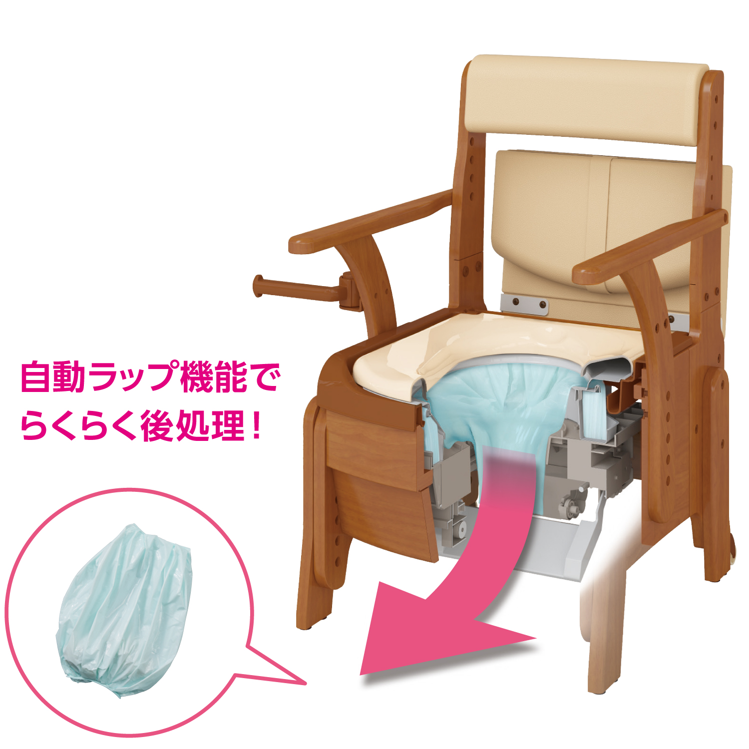 家具調トイレセレクトR自動ラップはねあげ | 【安寿】の介護用品