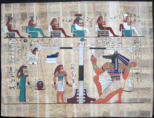 パピルス画（死者の書）<アフリカの絵画：アフリカ雑貨アザライ
