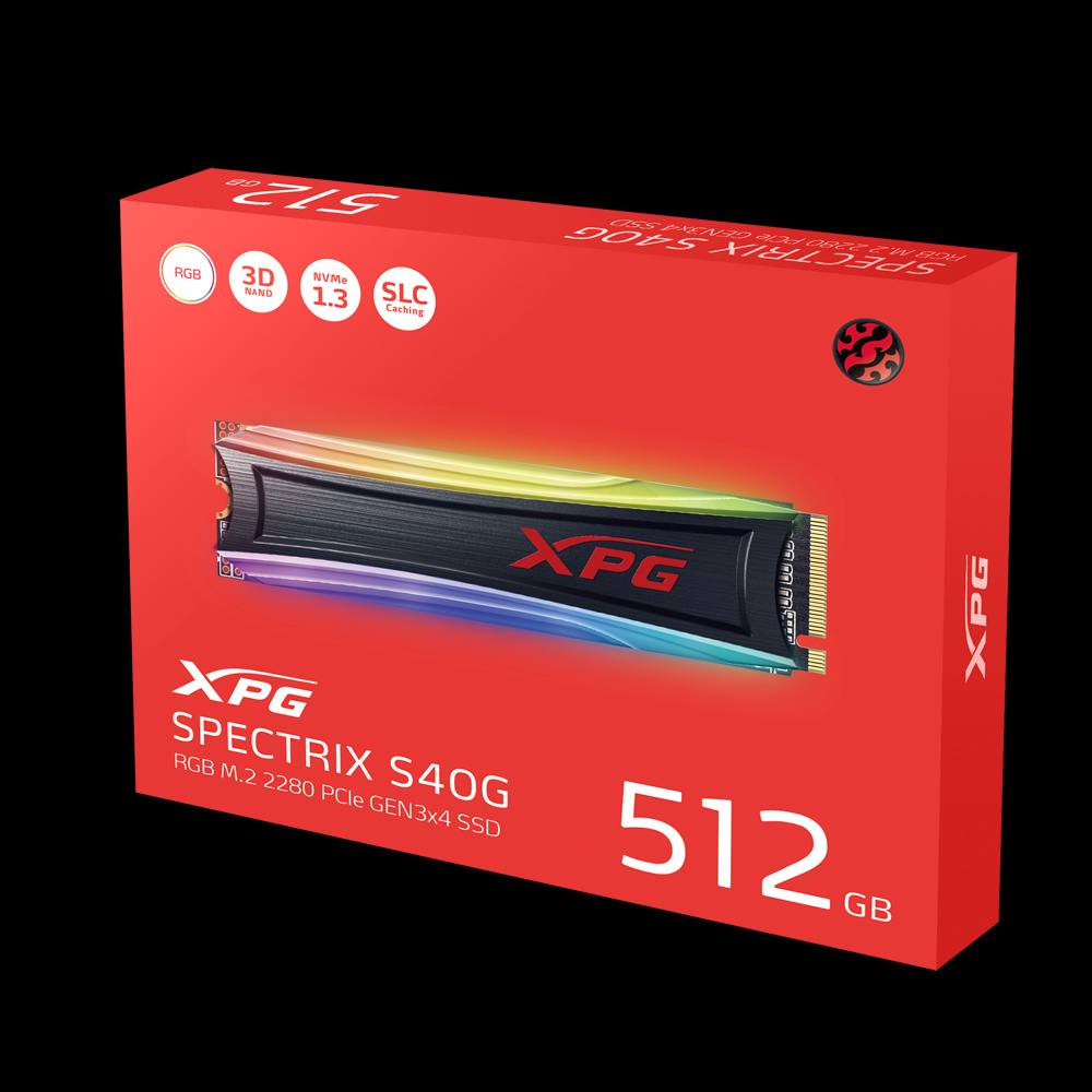 Adata XPG Spectrix S40G RGB 512GB NVMe PCIe Gen3x4 M.2 SSD - Azio