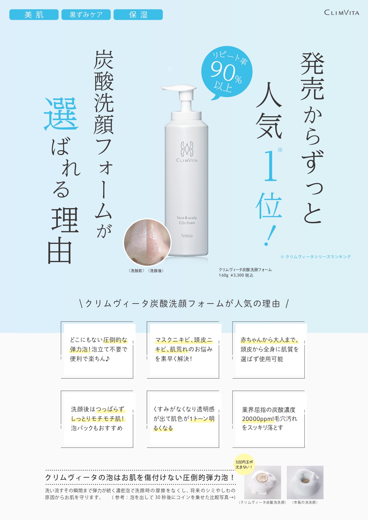 フェルミナ CLIMVITA(クリムヴィータ) 炭酸洗顔フォーム 160gの業務用