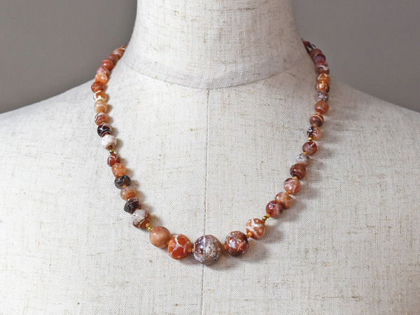 2210】古代インダスエッチドカーネリアン幾何学紋様Mixビーズ