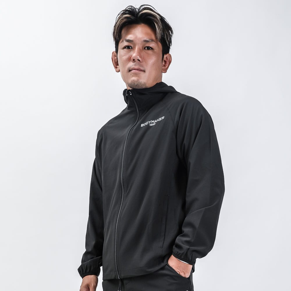 BM 4Dストレッチパーカー M ブラック MJ198MBK｜BODYMAKER