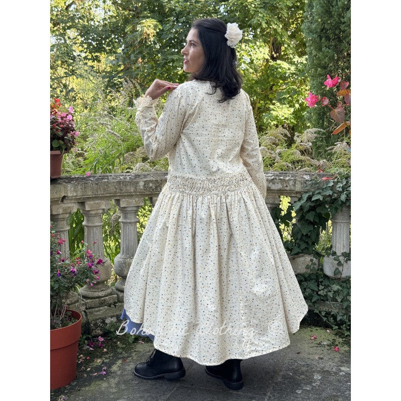 dress 55813 HILDE Marzipan flower print cotton - Boho-Chic Clothing