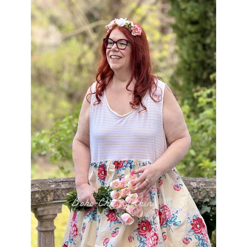 tunic 33360 JILL Vanilla flower cotton - Boho-Chic Clothing