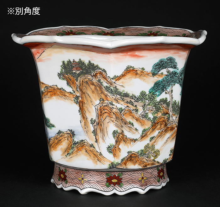 盆栽鉢 植木鉢 輪花鉢 佳山 楽天市場】盆栽鉢 「紀伊染付山水図楕円鉢