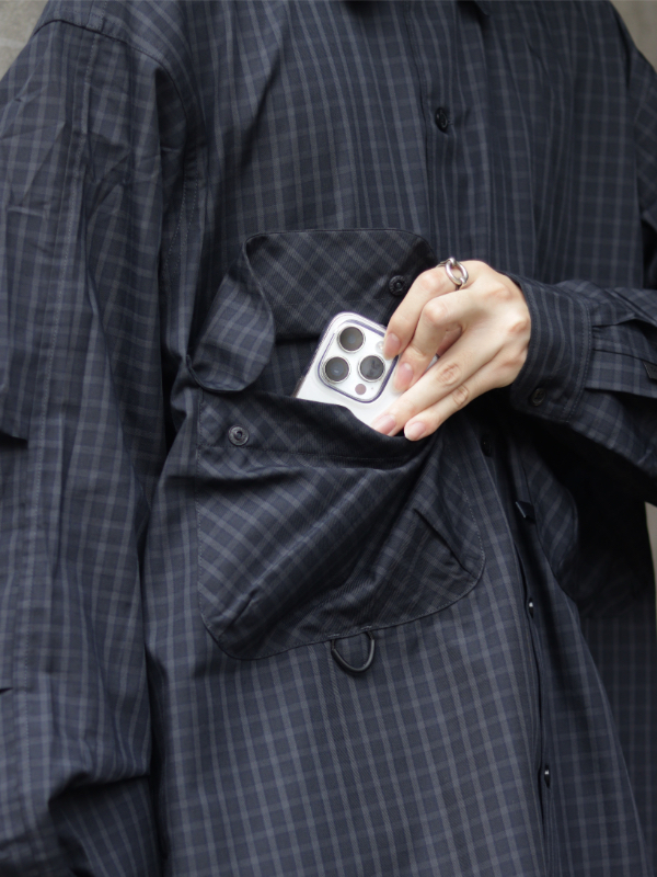 DAIWA PIER39 TECH SPORTS OPEN COLLAR SHIRT L/S PLAID - BOOMERANG