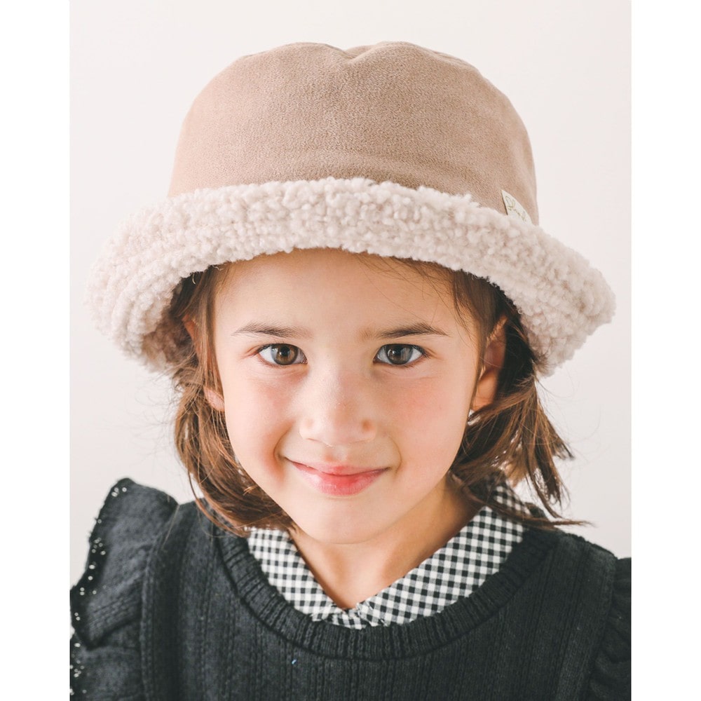 ユニセックス ボア × スエード リバーシブル バケットハット (52~54cm