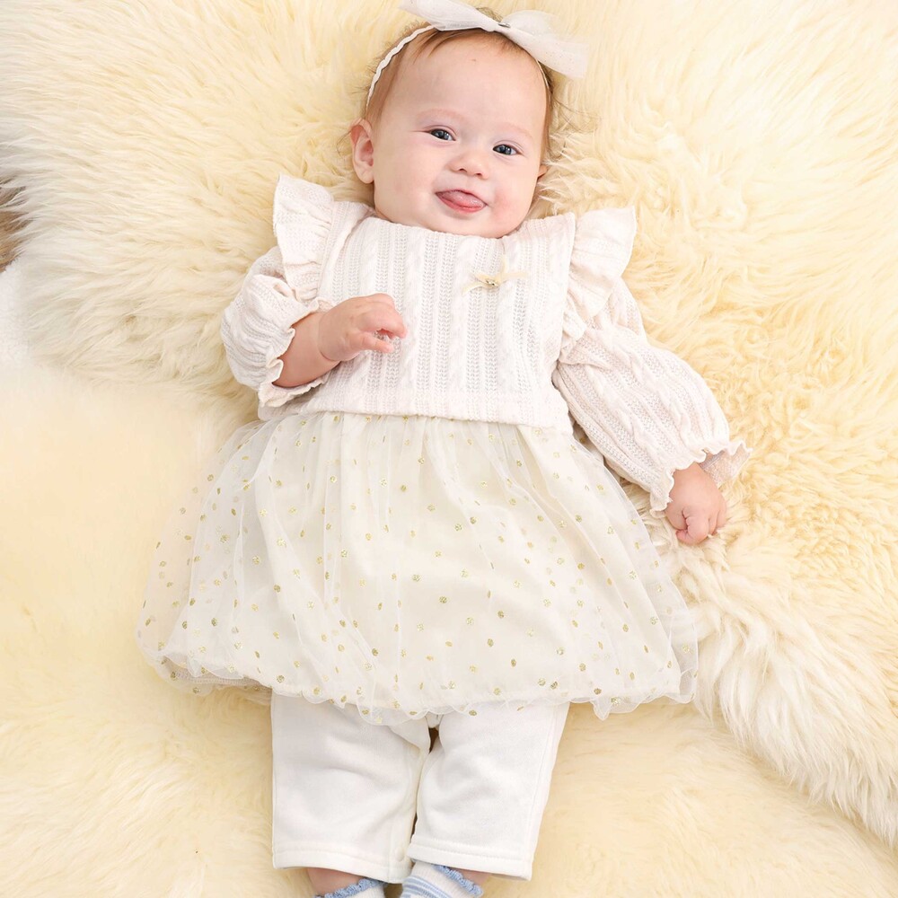 キラキラドットラメチュールスカートロンパース(60~80cm)(60cm オフ