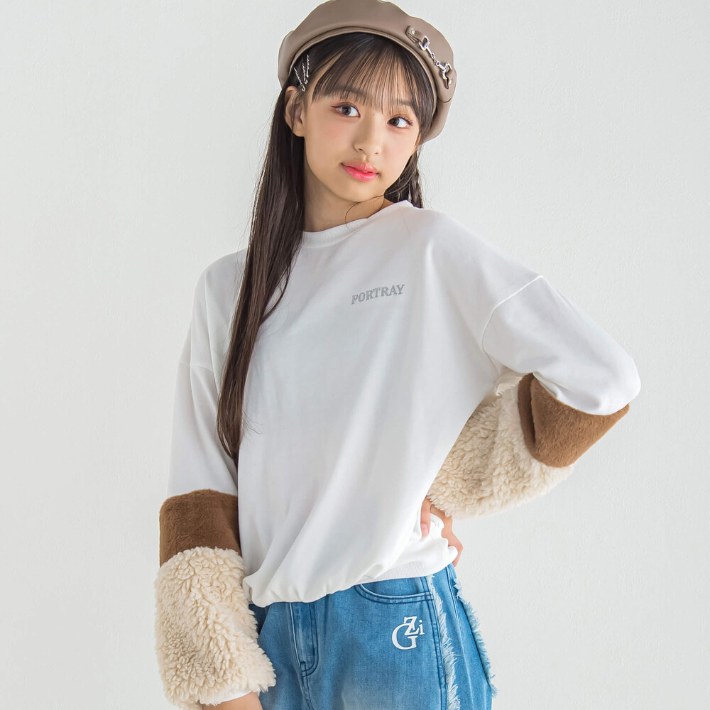 袖ファートレーナー(130~160cm)(130cm ホワイト): トップス【べべ