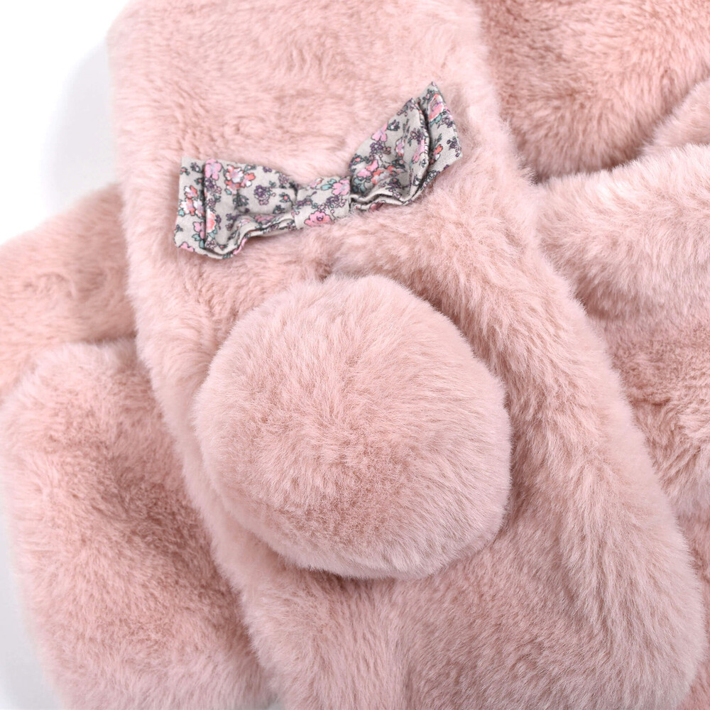 うさぎ くま ネコ アニマル ファー リボン マフラー(ﾜﾝｻｲｽﾞ ピンク