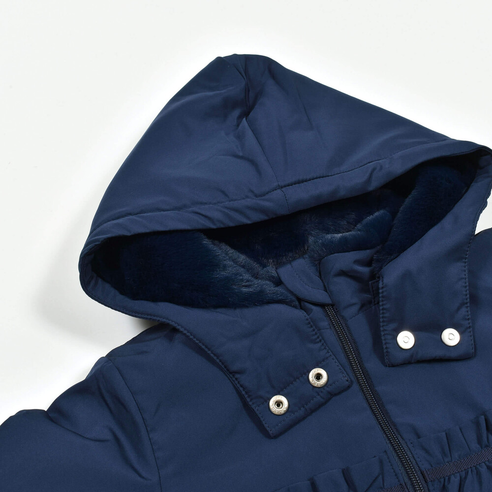 撥水加工】タフタ裏ファー中綿ブルゾン(80~150cm)(80cm ネイビー
