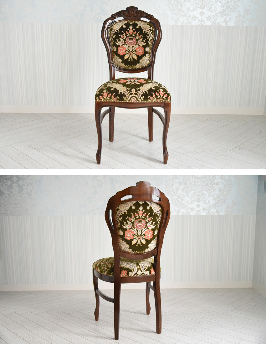 イタリア製 ダイニングチェア 金華山 グリーン 幅48cm | ロココ調家具