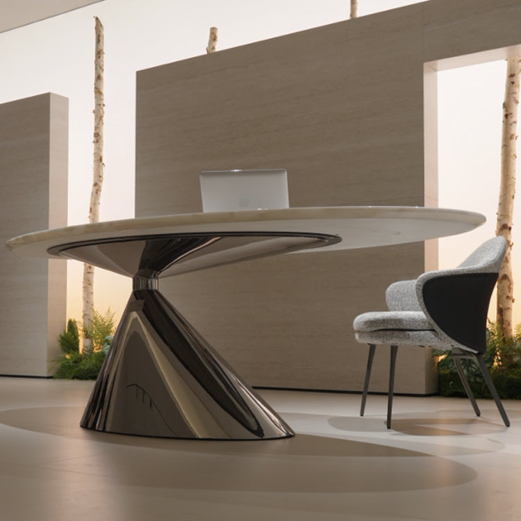 おしゃれな 楕円形天然大理石テーブル ホテルライク高級輸入家具 jrjj-6622