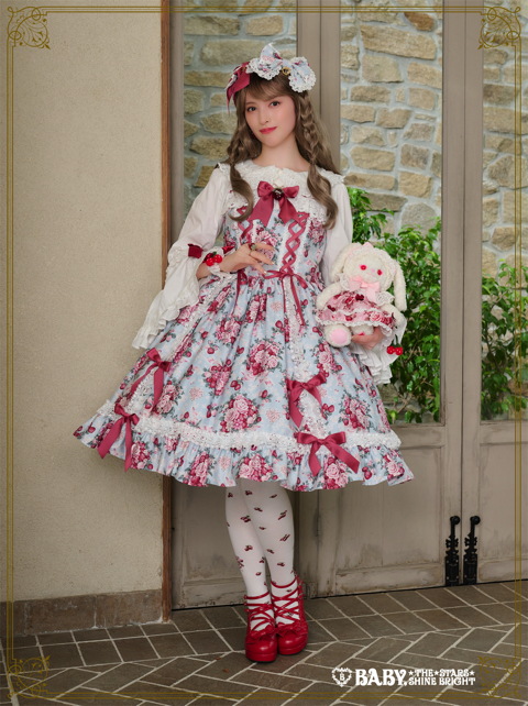 シュガーブーケ～永遠の乙女の憧れ～柄ジャンパースカートⅣ+リボン