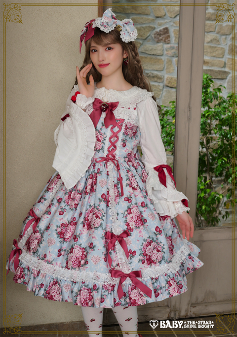 シュガーブーケ～永遠の乙女の憧れ～柄ジャンパースカートⅣ+リボン