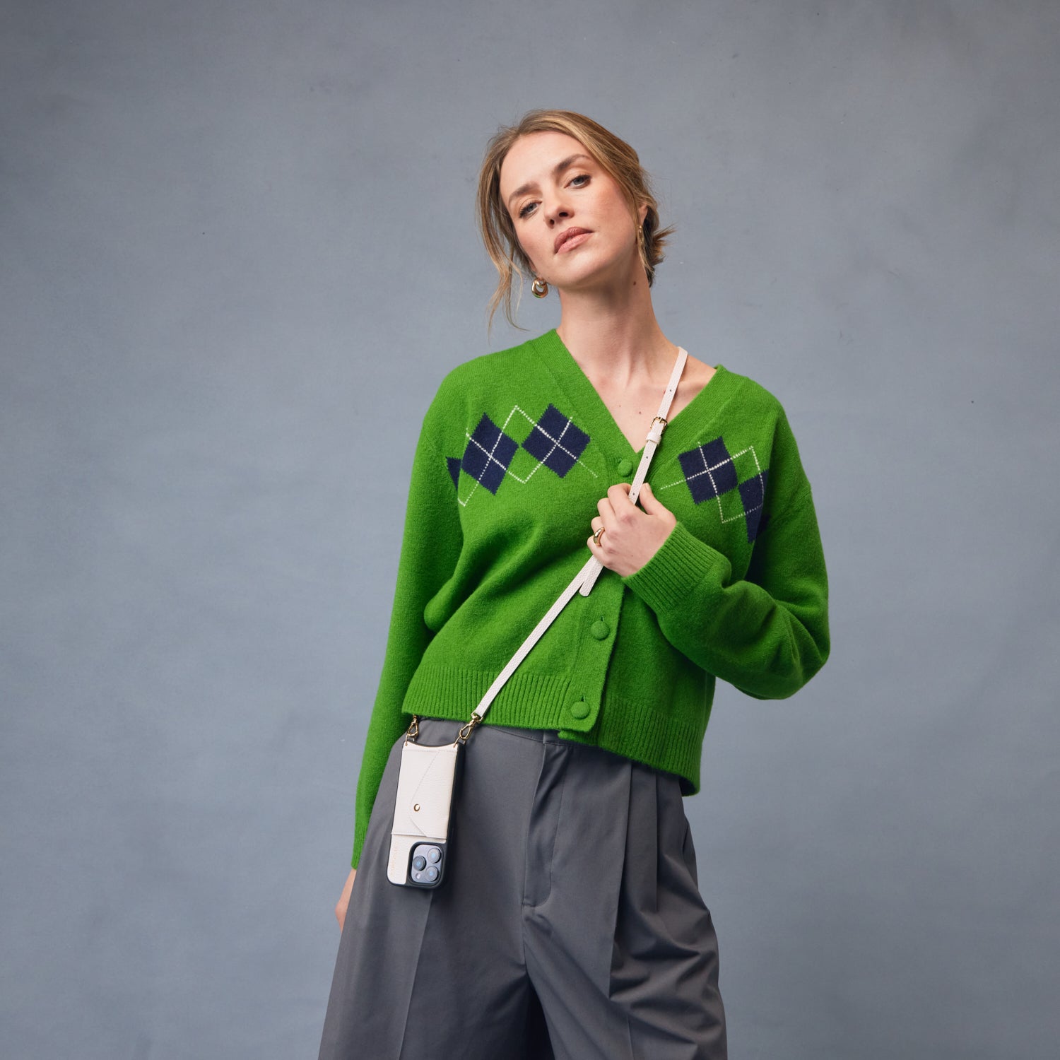 Donna Side Slot Crossbody Bandolier - Ivory/Gold